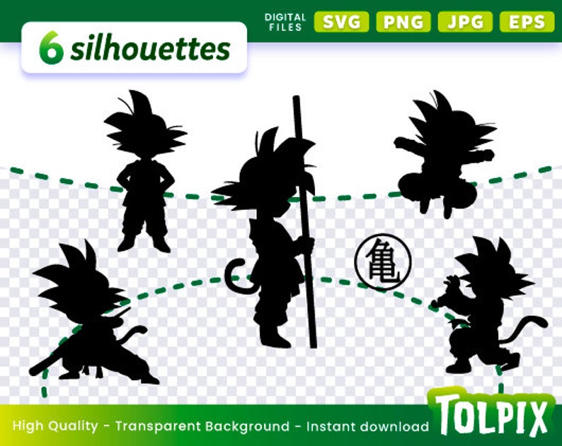 Download Son Goku Silhouette svg png eps jpg dragon ball z | Etsy