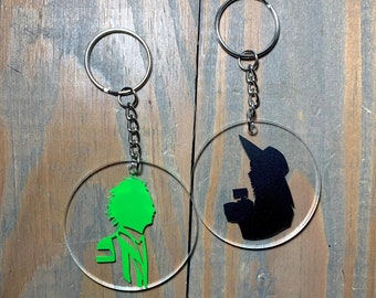 Beetlejuice & Lydia Deetz Acrylic Circle Keychains Gift