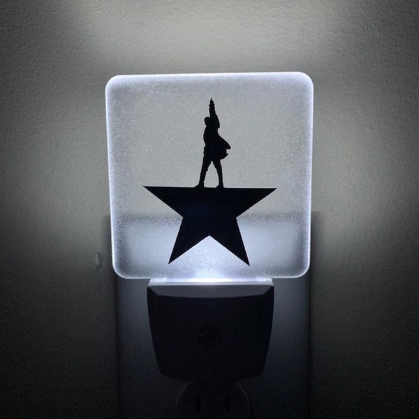 Hamilton Inspired Musical Star Theatre Clear Gold Glitter LED Plug-in Bright Nightlight