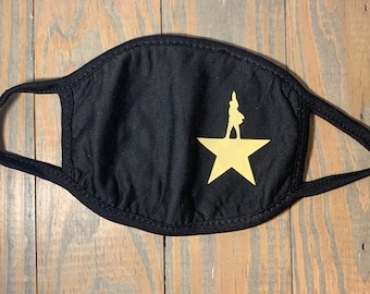 Hamilton Inspired Broadway Musical Yellow Gold Face Mask