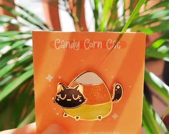 Candy Corn Cat Hard Enamel Pin - Candy Corn Pin - Halloween Pin - Halloween Candy Pin - Candy Corn - Black Cat Enamel Pin - Cats