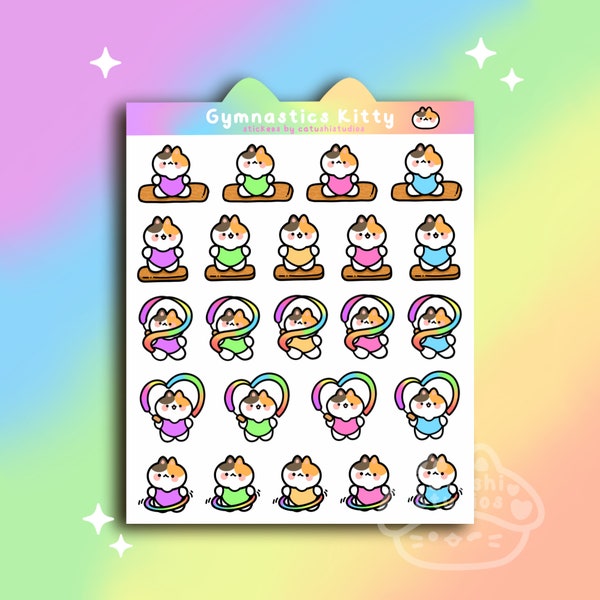 Cute Gymnastics Planner Stickers - Sports Practice Sticker Sheet - Extracurricular Activities Stickers -  Kids Ribbon Dancing - Hula Hoop