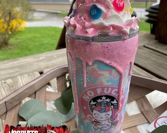 22oz metal unicorn Coffee tumbler with whipped cream topping ice cream tumblers cotton candy