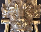 VINTAGE heavy BRASS door knocker lions head
