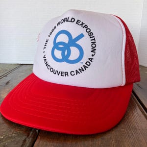 1986 WORLD EXPO Vancouver Canada trucker hat vintage SnapBack