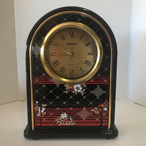VINTAGE CLOCK Ohsama made in Japan decorative acrylic battery clock w/ drawer
