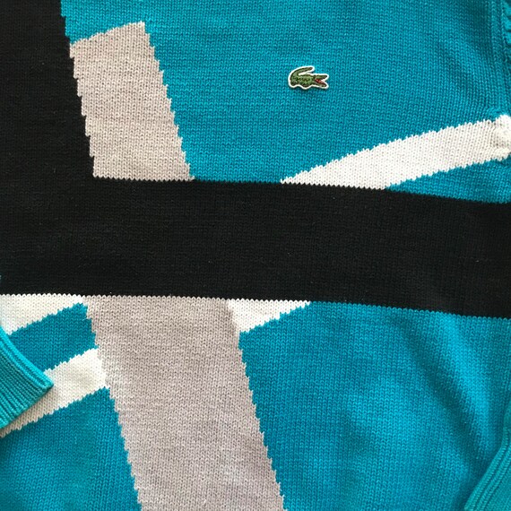 1980s LACOSTE SWEATER abstract design mens Large - image 2