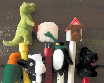 Vintage 80s Fuzzy Topper Pencils, Rare Collectible Set
