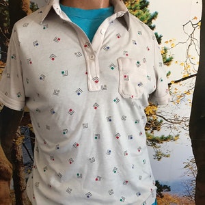 Vintage 1980s THE SHIRT patterned Polo Shirt with pocket