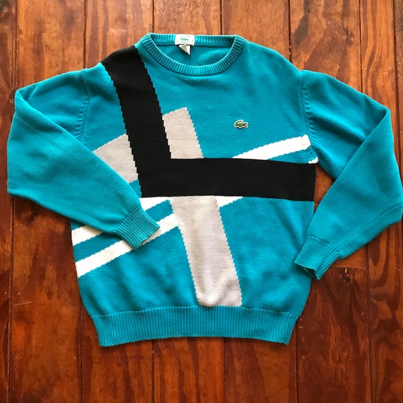 1980s LACOSTE SWEATER abstract design mens Large - image 1