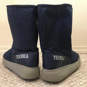 vintage TECHNICA lined moon boots size 45-46 blue and grey made in Italy