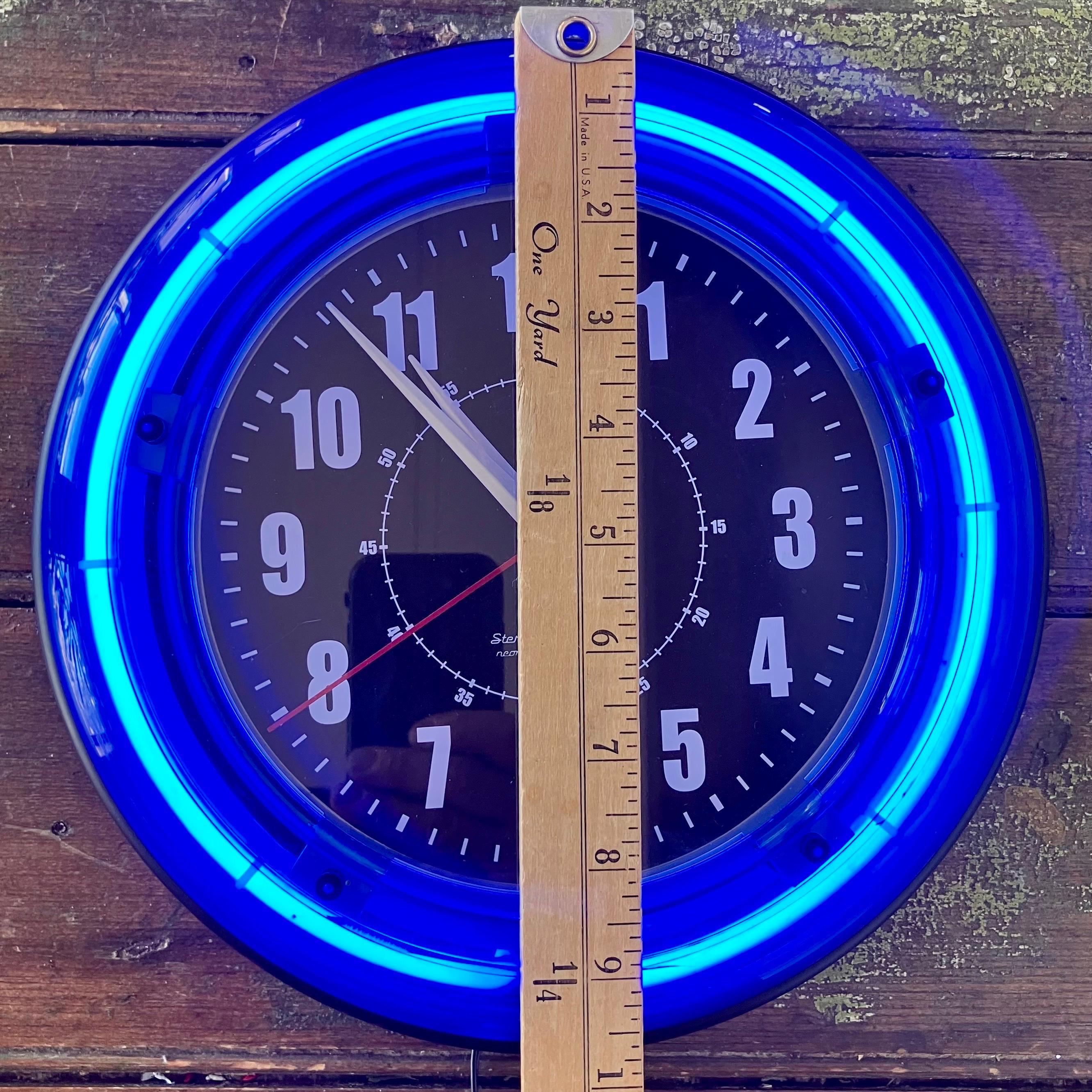thumbnail image 2 of Neonetics Chrome Blue Neon Clock – 15x15 Round, Analog, Battery Powered, Modern 2 of 4