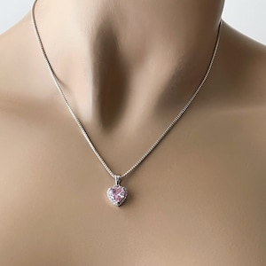 Pink Heart CZ Pendant. Emerald Heart Necklace, Emerald Pendant, Cubic Zirconia Necklace, May Birthstone, Green Necklace, Heart Necklace.