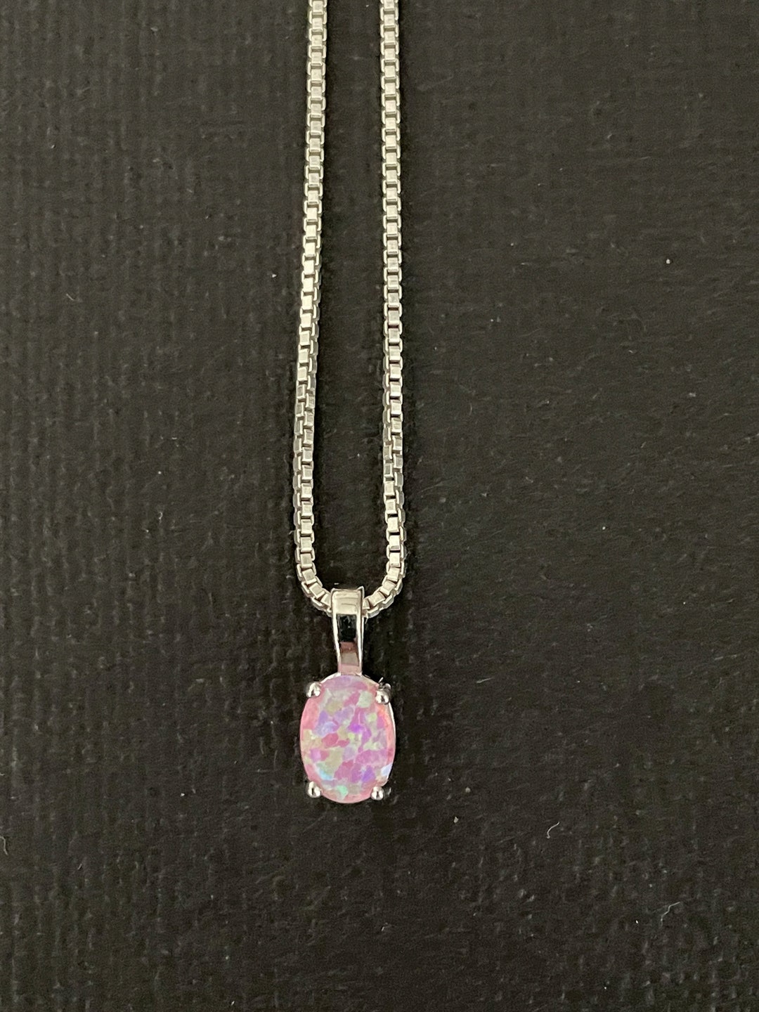Pink Opal Oval Necklace 925 Sterling Silver Opal Necklace - Etsy