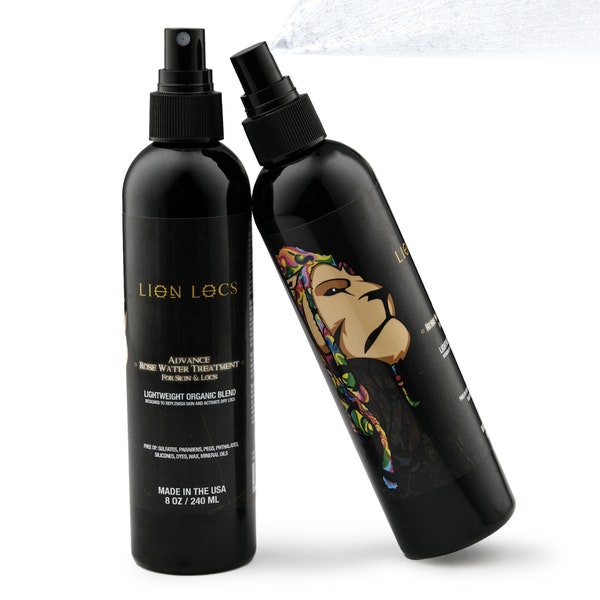 Lion Locs Advanced Rose Water Spray With Aloe, Essential Oils, Vitamins | Light Styling For Dreadlock, Sisterlocks, Microlocs, Brotherlocks