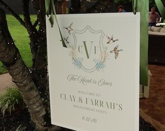 The Hunt Is Over – Welcome Sign Template: Editable Engagement Party Graphic (Digital Download)