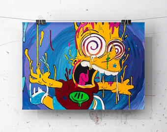 Acrylic Tripping Bart, thick layers with texture, not prints