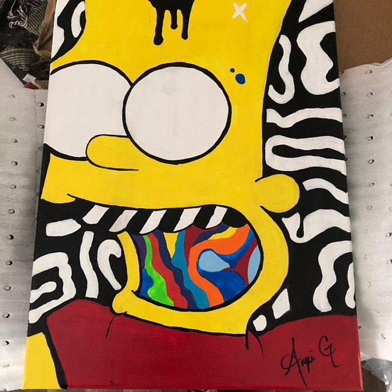 Bart Simpson Trippy Psychedelic Painting acrílico puede | Etsy