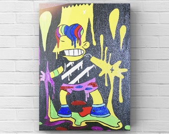 Bart Simpson trippy psychedelic neon dripping paint