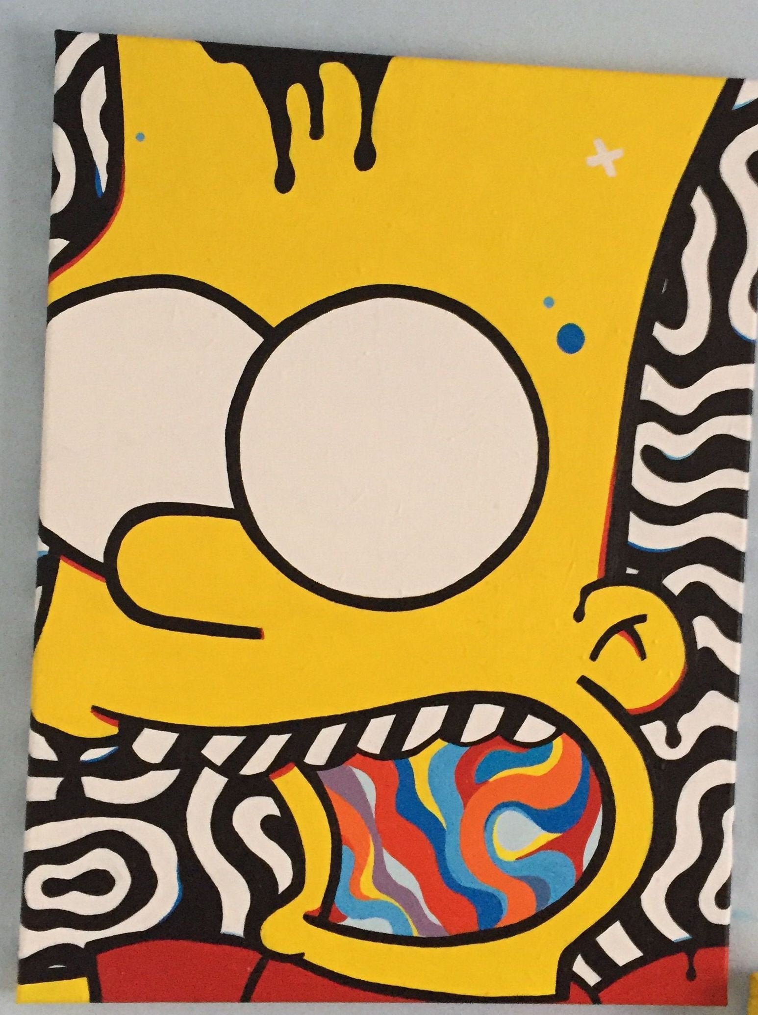 Bart Simpson Trippy Psychedelic Painting acrylic - can customize! 