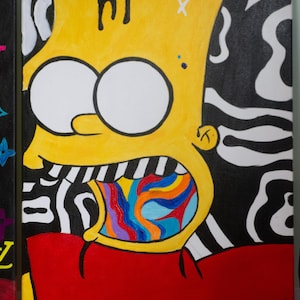 Bart Simpson Trippy Acrylic Painting - Customizable Art