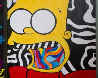 Bart Simpson Trippy Acrylic Painting - Customizable Art