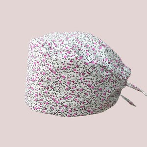 Pink Floral Bonnet | Scrub Hats for Women, Bouffant Cap, Surgical Cap, Bonnets for Nurses, Nurse Scrubs, Nurse Hats, Dentist Scrub Caps