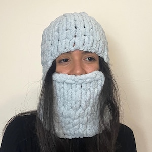 Hellblaue Balaclava mit Ohren gestrickt: Umweltfreundliche Winter Ski Maske