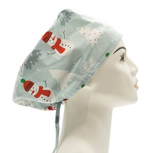 Christmas Scrub Hat | Christmas Scrub Caps, Women Scrub Caps, Christmas Surgical Scrub Caps, Surgical Scrub Hats with Button, Nurse Hat