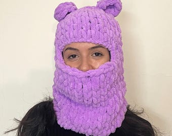 Handmade Purple/pink Balaclava Ski Mask: Double Layer Winter Hat Handmade Purple/pink Balaclava Ski Mask: Double Layer Winter Hat