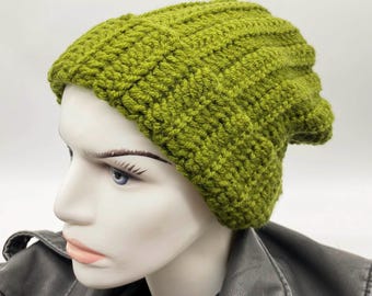 Groene gebreide dikke beanie: gezellige uniseks wintermuts