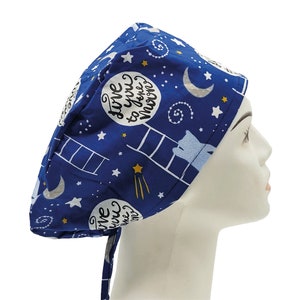 Casquette bleu Space Scrub | Bonnets de gommage spatiaux, bonnet de gommage lune, bonnets de gommage pour femmes, bonnet de gommage pour infirmière, bonnets chirurgicaux spatiaux pour femmes