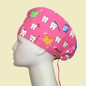 Pink Dentist Scrub Hat | Dental Hygienist Cap, Dentist Scrub Cap, Dentist Gift, Dental Surgical Cap, Dental Assistant Cap, Dental Hat