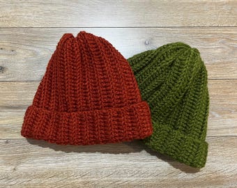 Handgemaakte gebreide beanie: uniseks wollen wintermuts
