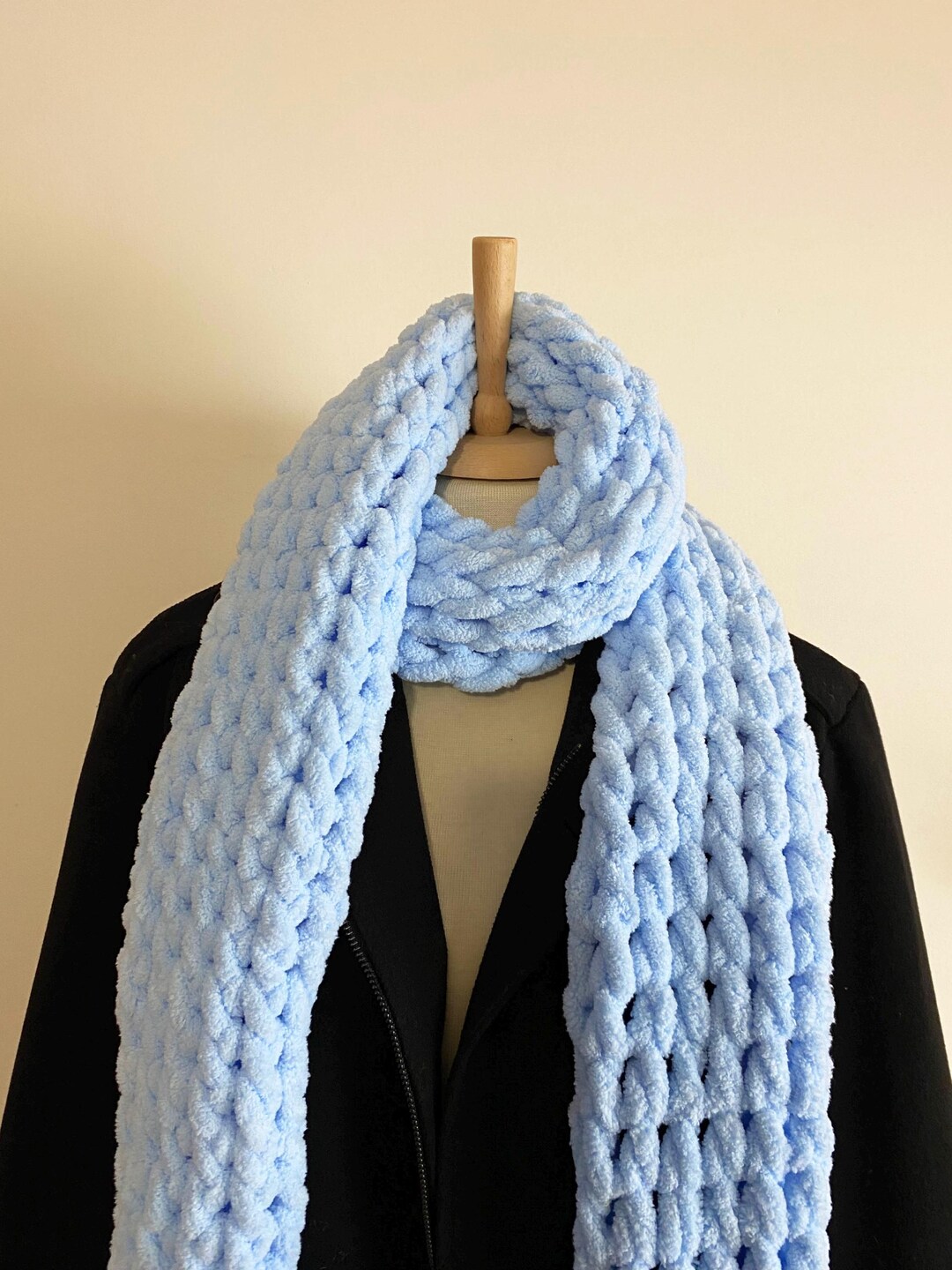 Ice Blue Extra Long Chunky Knit Scarf - Winter Scarf, Cozy Accessories ...