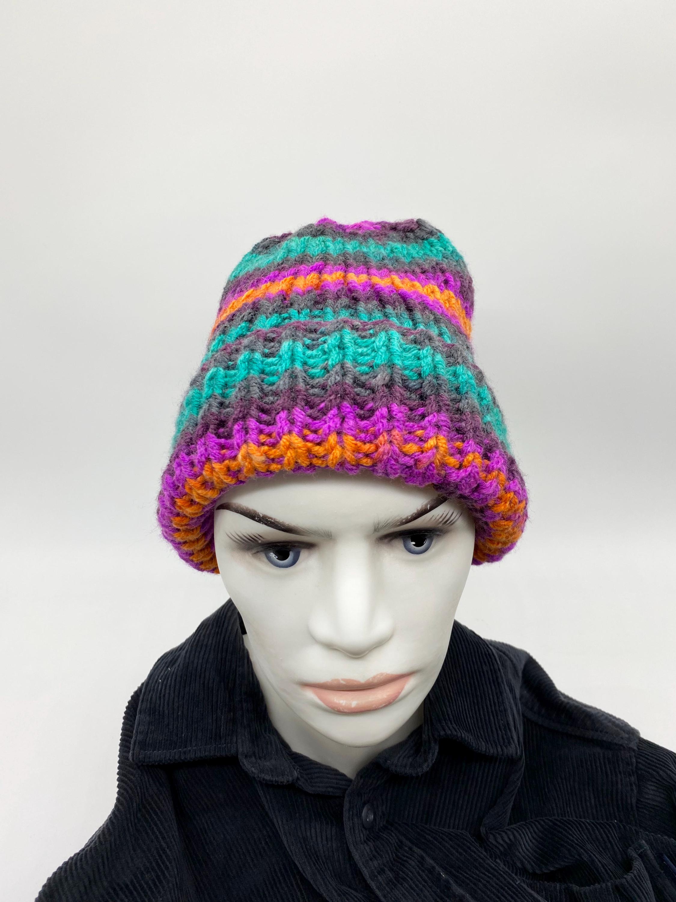 Multicolor Knitted Chunky Beanie and Scarf: Cozy Unisex 