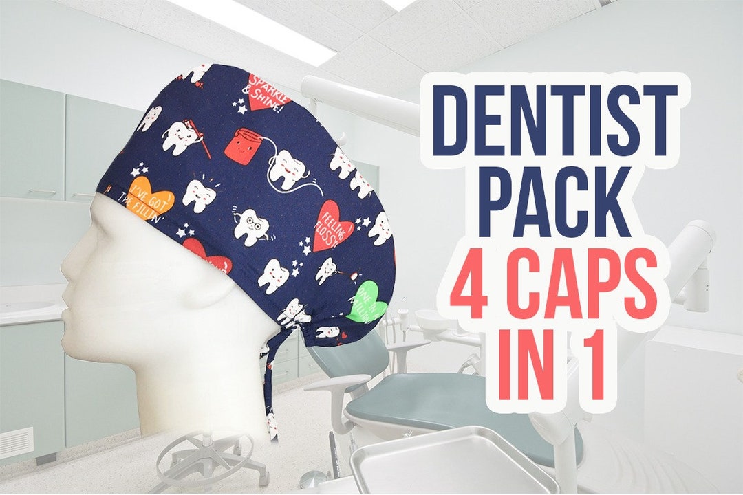 4 Pcs Dentist Scrub Caps Dental Hygienist Cap, Dental Surgical Cap