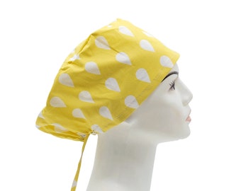 Yellow Drop Scrub Hat | Drop Scrub Caps, Women Scrub Caps, Surgical Cap Women, Nurse Scrub Hat, Surgical Scrub Hats with Buttons