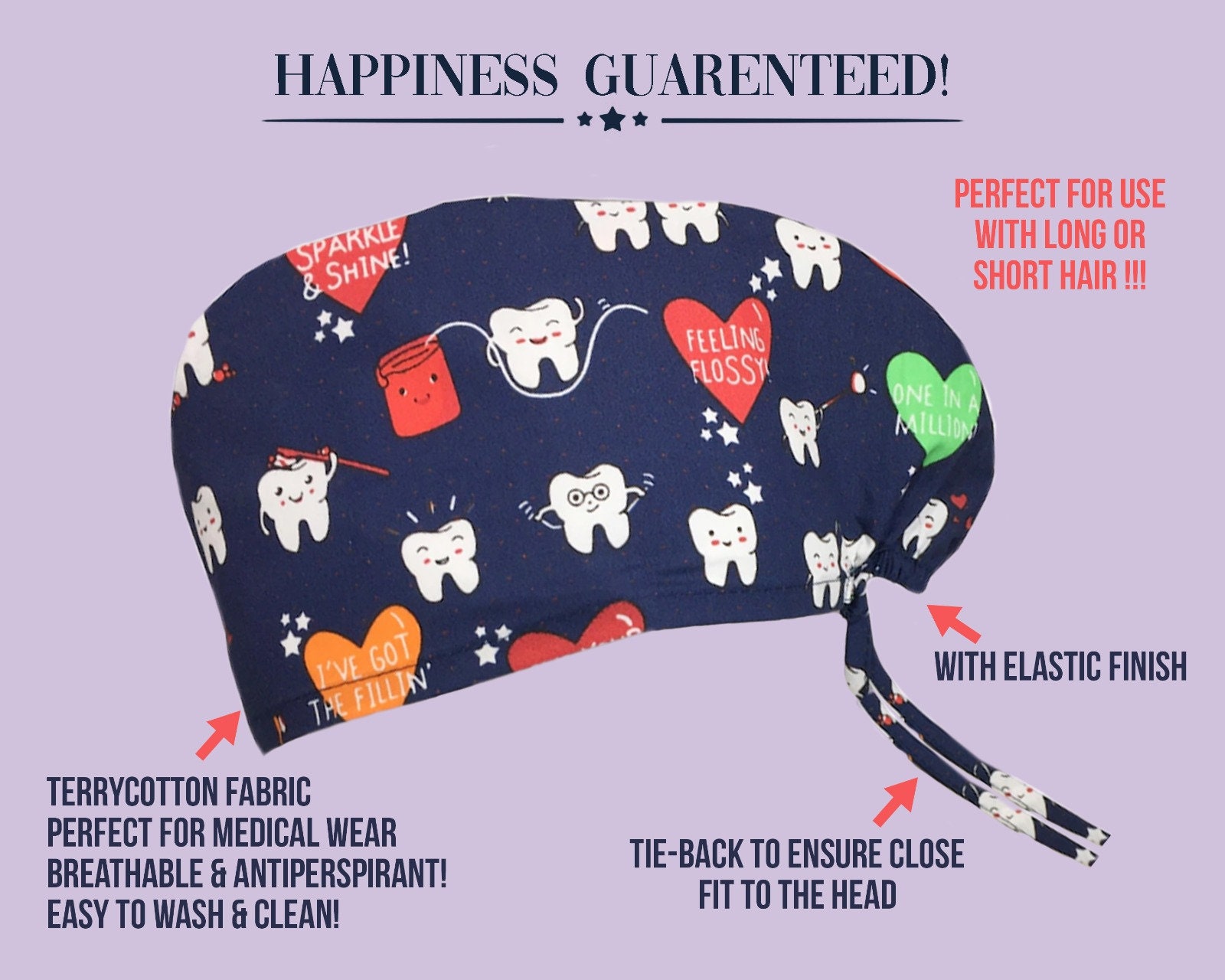 Dentist Scrub Cap with Buttons Dental Hygienist Dentist Etsy