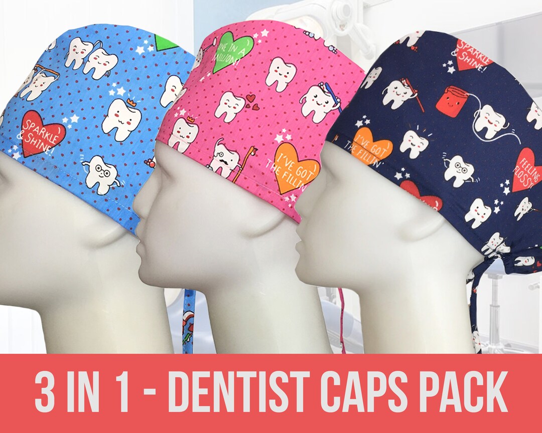 3 piezas Dentist Scrub Hats / Dental Hygienist Cap, Dental Assistant Cap, Dentist Caps, Dentist