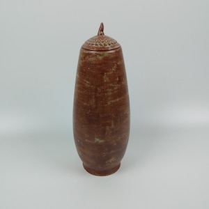 Stoneware Storage Jar wit Lid, Ceramic Mid size Urn for human Ashes, Pet Urn, Keepsake, 10.8&#39;&#39; x 3.9&#39;&#39; , 27.5cm , 10cm , Volume 70 cu inch