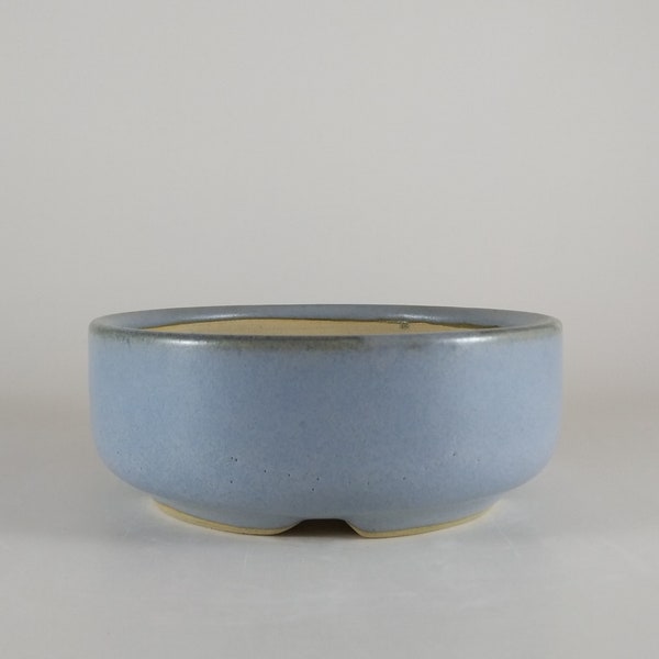 Stoneware Glazed Blue Shohin Bonsai Pot, Ceramic Succulent Pot, Blue Glazed Round Mame Bonsai Planter,  1.7'' x 4.8'' - 4.5cm x 12.4cm