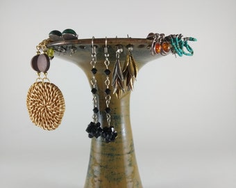 Ceramic Jewellery Organizer, Earring Display Stand, Ring Holder, Handmade Stoneware Jewellery Holder,  6.5'' x 5.5'' - 16.5cm x 14cm