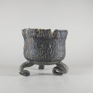 Stoneware Crackle Textured Round Bonsai Pot, Succulent Cactus Pot,, Sturdy Ceramic Pot,  4.7&#39;&#39; x 4.7&#39;&#39; , 12cm x 12cm