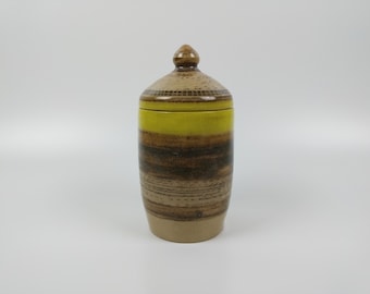 Stoneware Jar wit Lid, Small - Ceramic Mid Size Storage Jar, Kitchen Storage, 8'' x 4'' _ 20.5 cm x 10.3 cm  Volume 42 cu inch