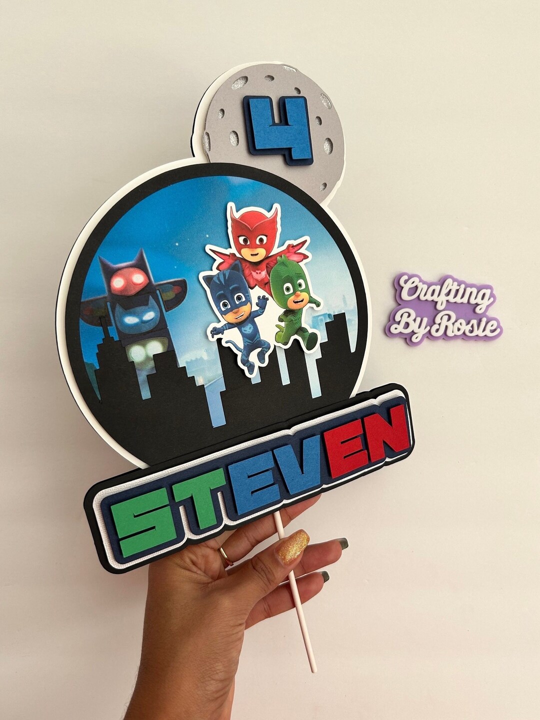 PJ Mask Cake Topper PJ Mask Superhero Birthday Geico - Etsy