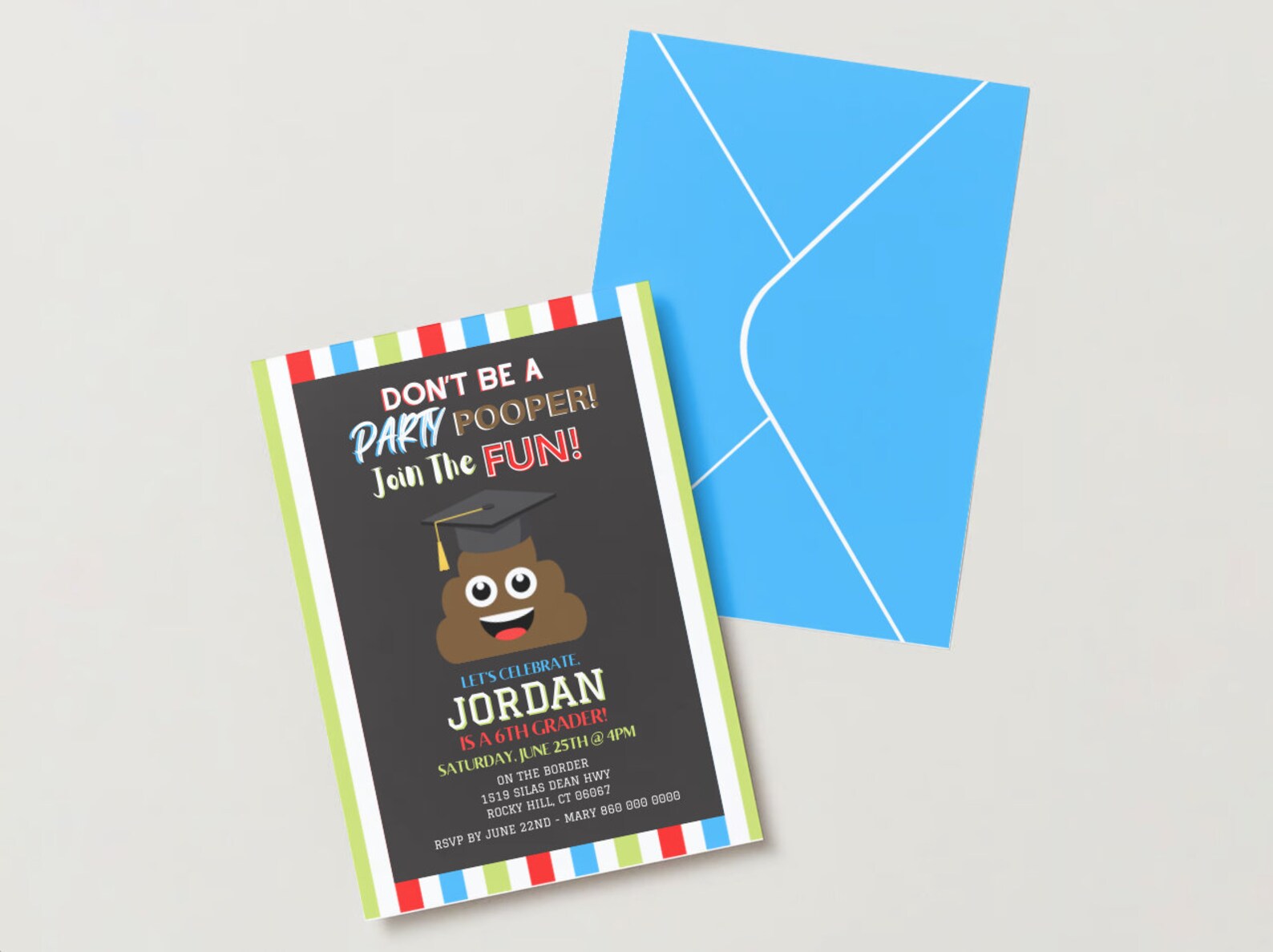 Poop Graduation Cover EDITABLE Poop Emoji Digital Invitation | Personalized Graduation Invite ...