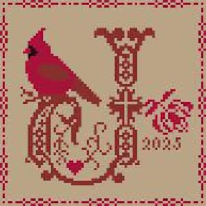 May include: Red cardinal bird perched on a branch with a red heart and the letter "U" in a decorative font. The year "2023" is also included in the design.