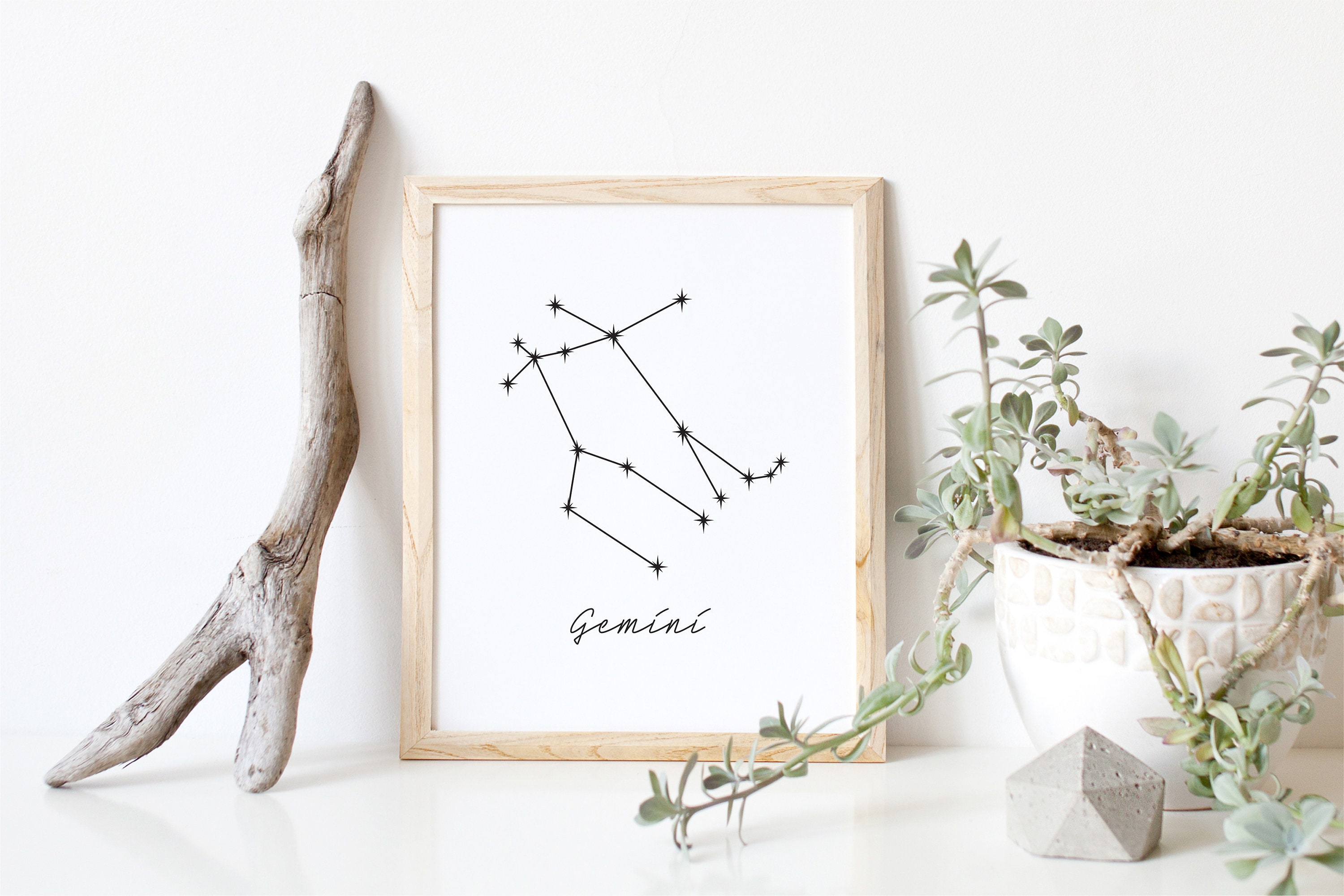 Gemini Constellation Wall Art, Star Sign Wall Art, Minimalist Wall Art ...