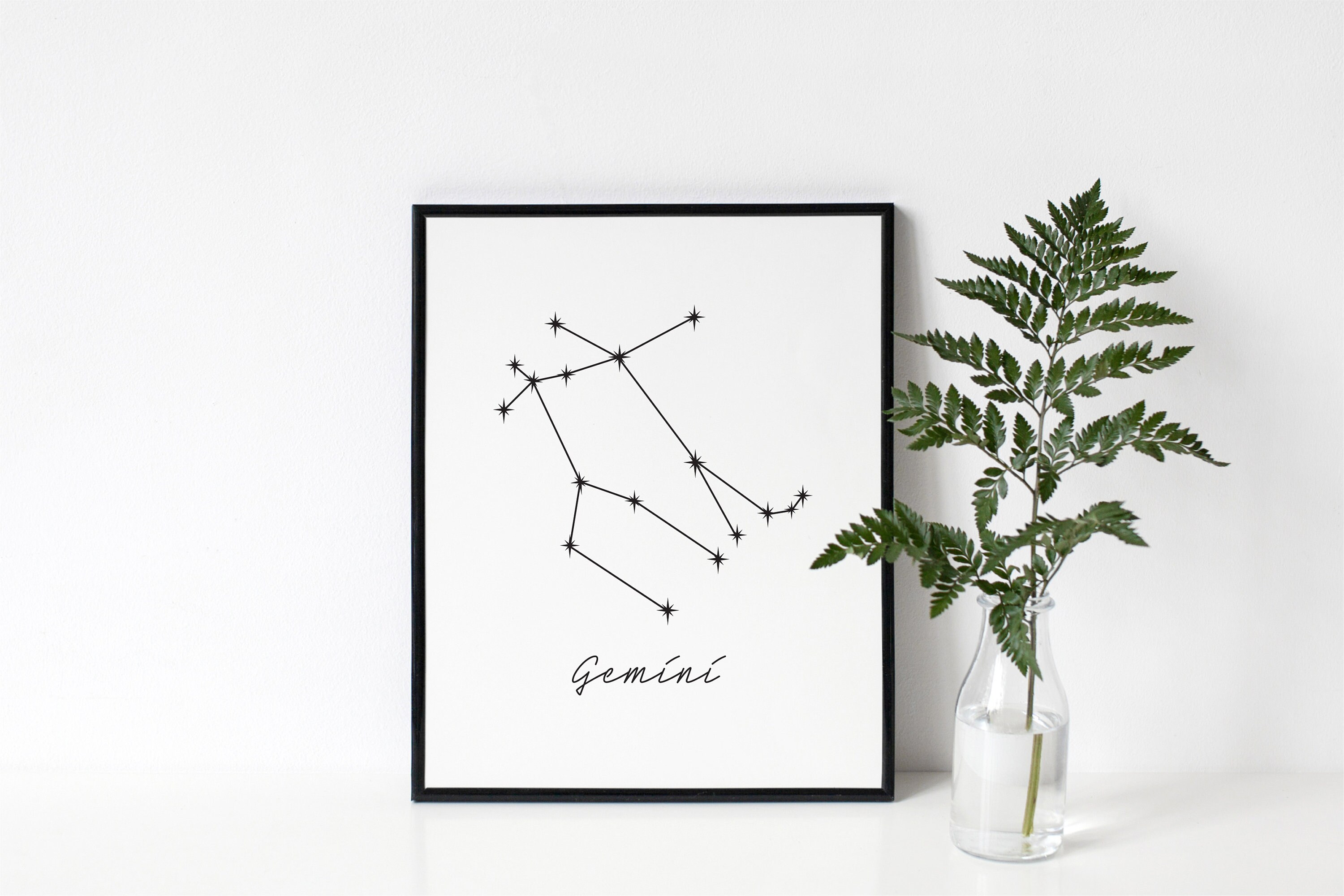 Gemini Constellation Wall Art, Star Sign Wall Art, Minimalist Wall Art ...